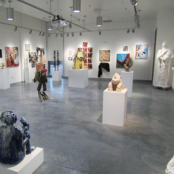 The Whitman College art gallery displaying a number of art pieces.