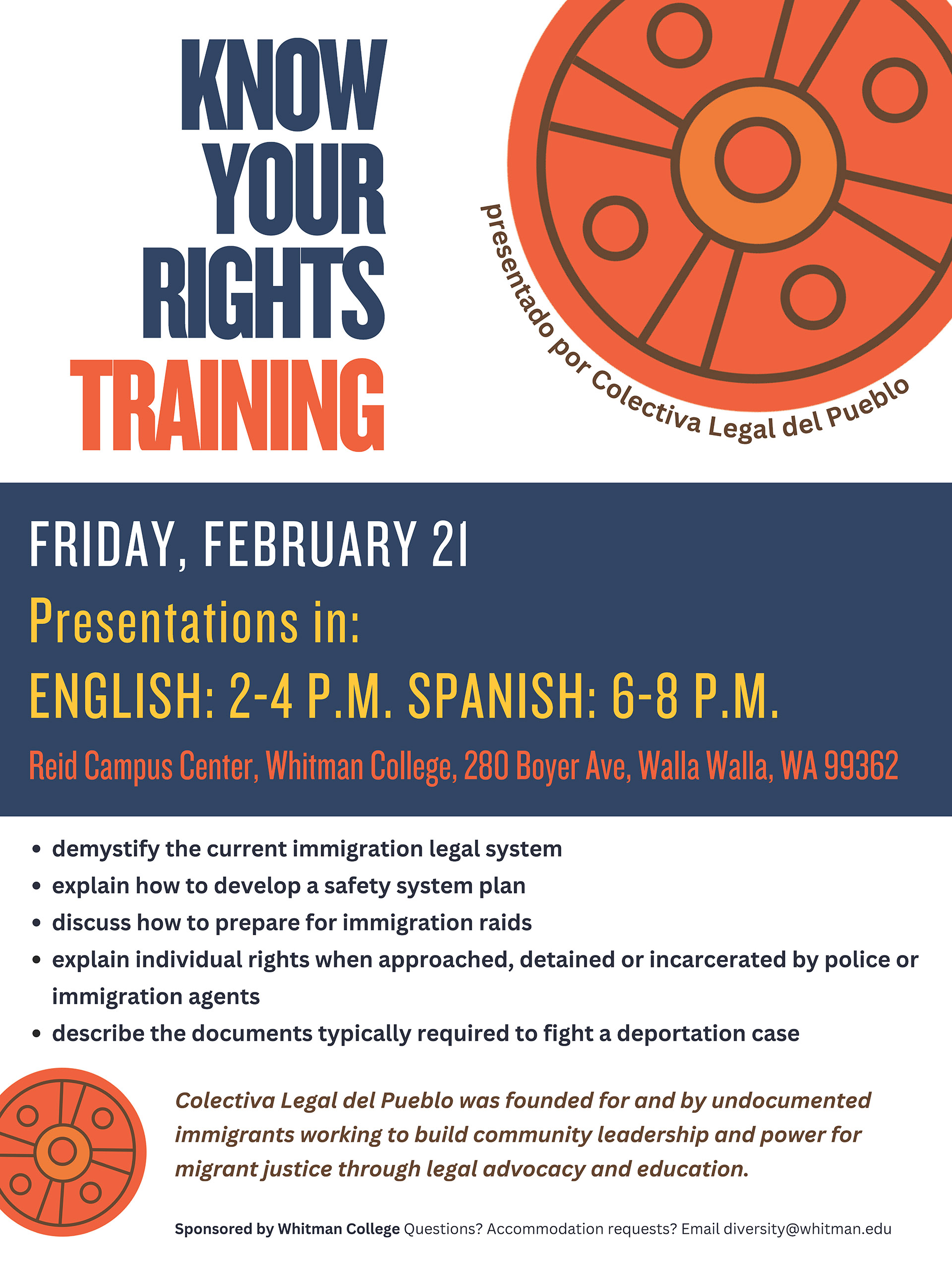 poster/flyer promoting the “Know Your Rights” event