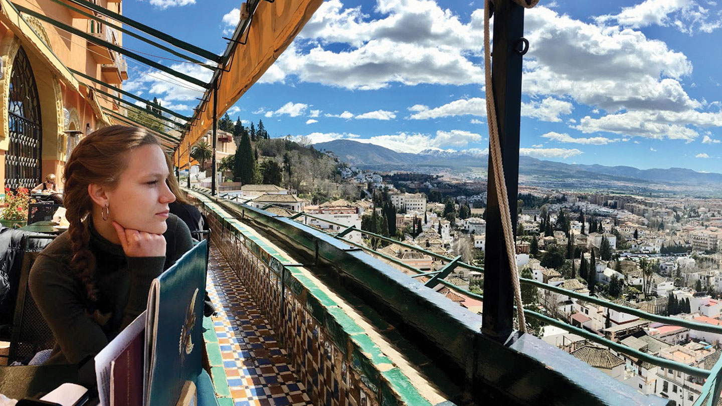 Whitman College student looking across Spain