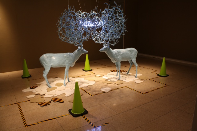 Deer scultptures in art exhibit