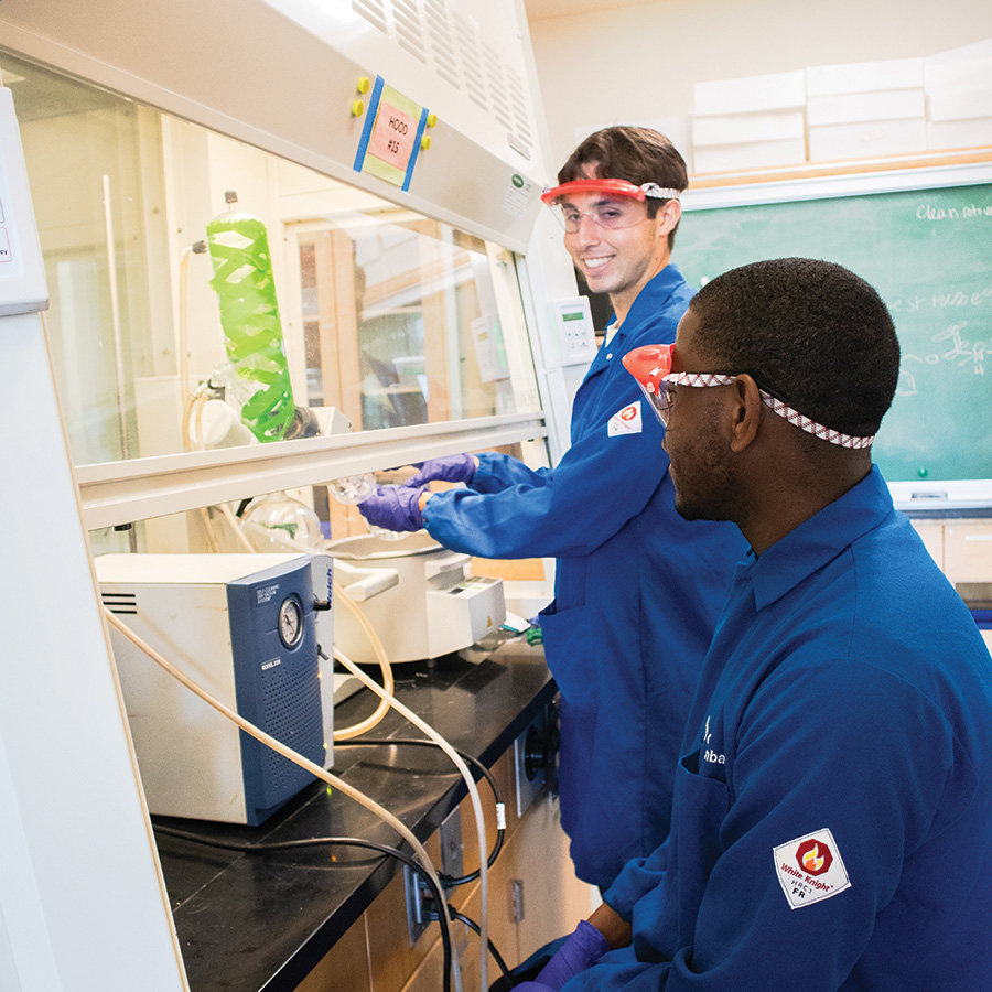 Whitman College students working in a lab.