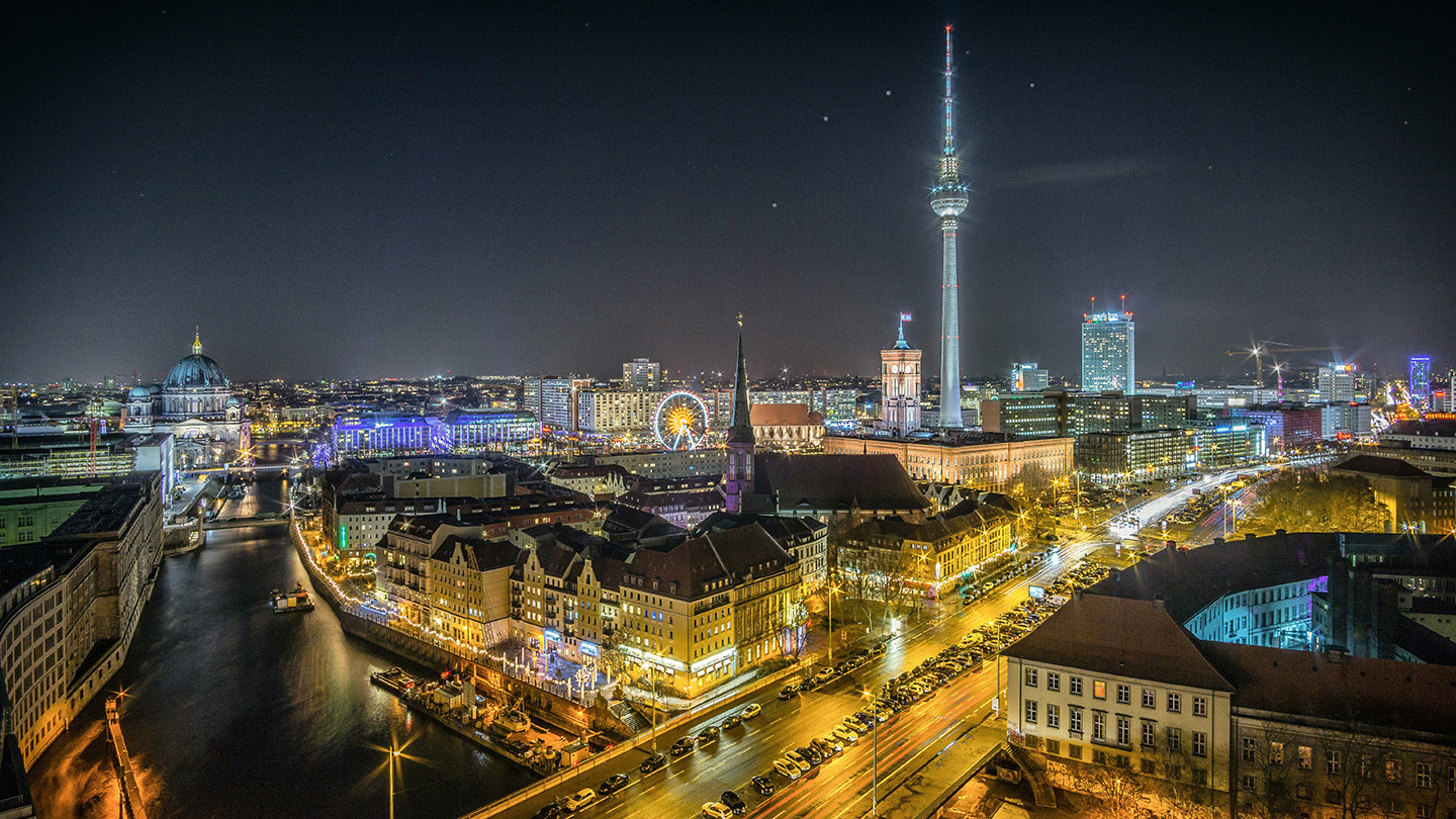 Sky view of the city of Berlin, Germany.