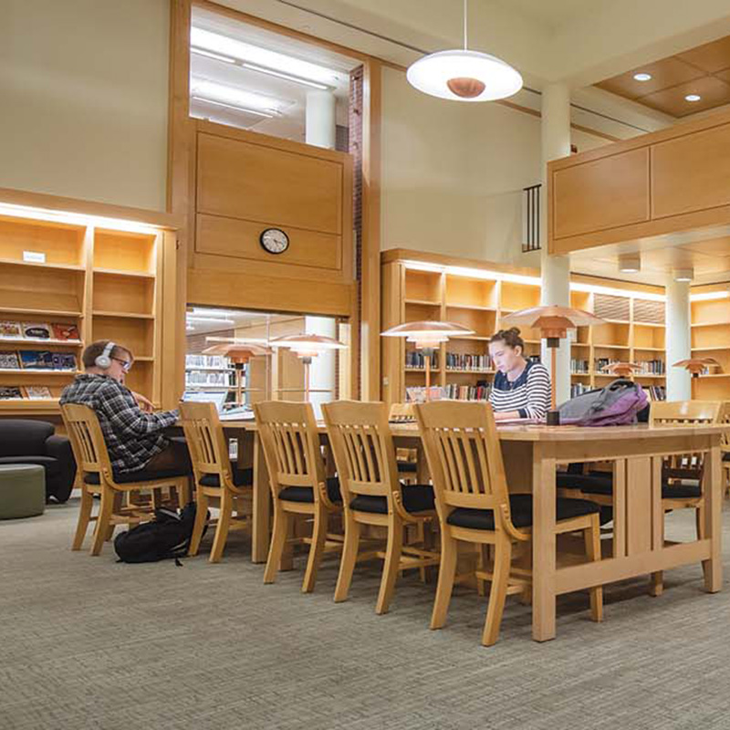 Image of Whitman College students in the Allen Reading Room.