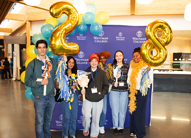 A group of spring VSP visitors posing at Whitman.