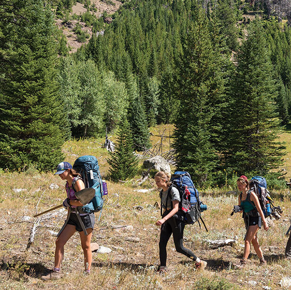 Whitman students hiking during the Outdoor Program