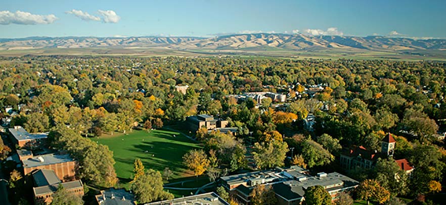 Aerial photo of Whitman College campus