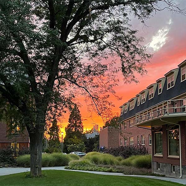 Sunset over the Whitman College campus.