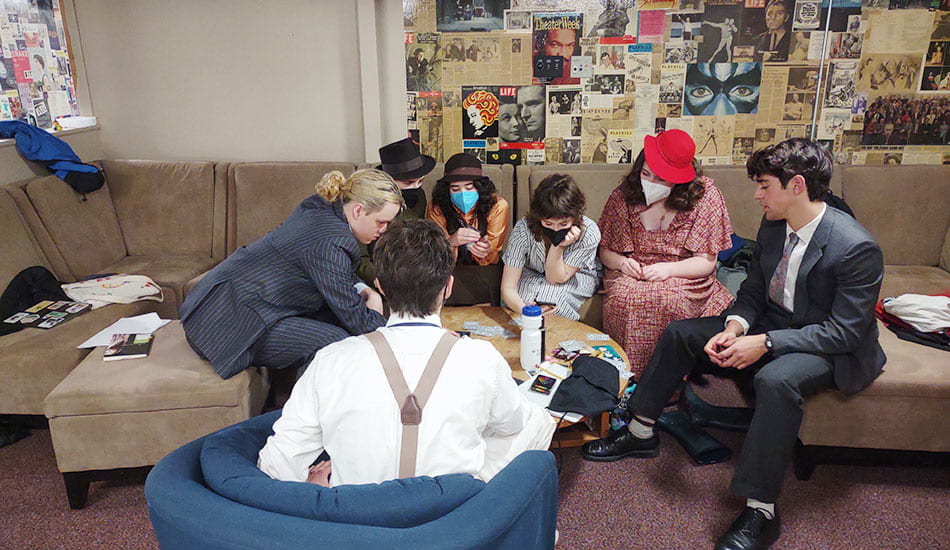 Group of theater students in the green room.