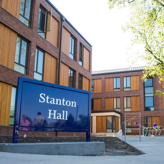 Stanton Hall on the outside with a sign of its name