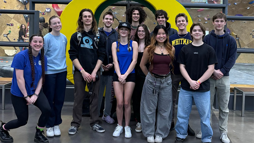 The Whitman College Climbing Team posing for a picture.