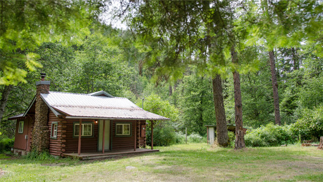 Whitman cabin in summer.