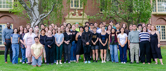 Residence Life staff outside of a residence hall at Whitman College