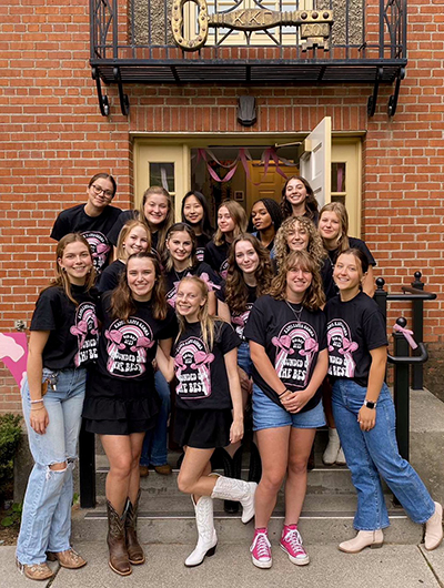 A group of Kappa Kappa Gamma members wearing black shirts