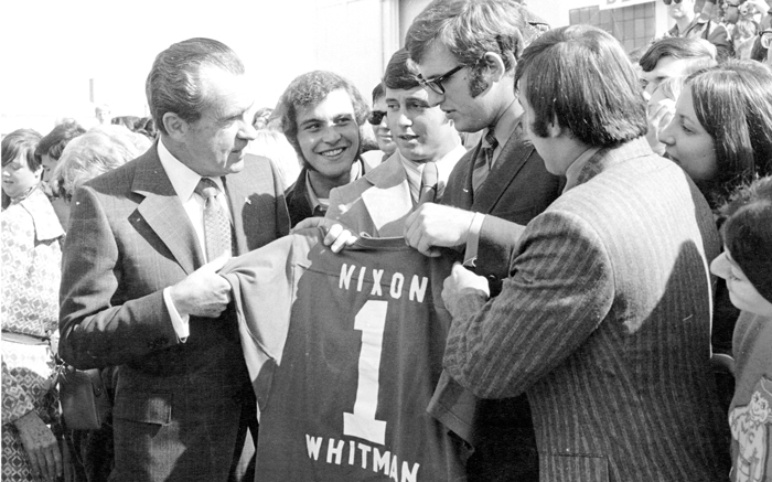 Nixon receives Whitman football jersey