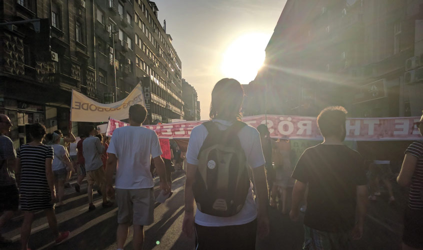 Protesters in Belgrade, Serbia