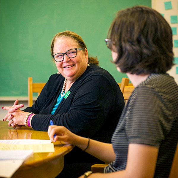 State Supreme Court Justice speaking with student