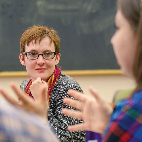 Lydia McDermott teaches a course in 2015.