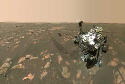 A rover on Mars.