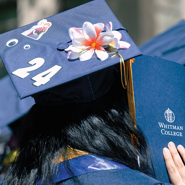 A commencement decorated mortarboard.