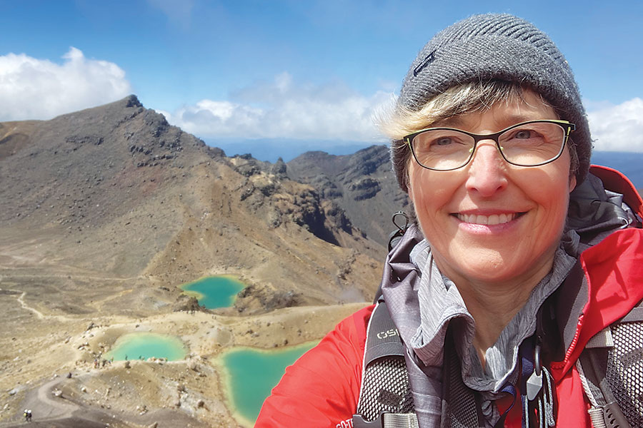 Professor of Geology Kirsten Nicolaysen at Mount Tongariro in New Zealand.