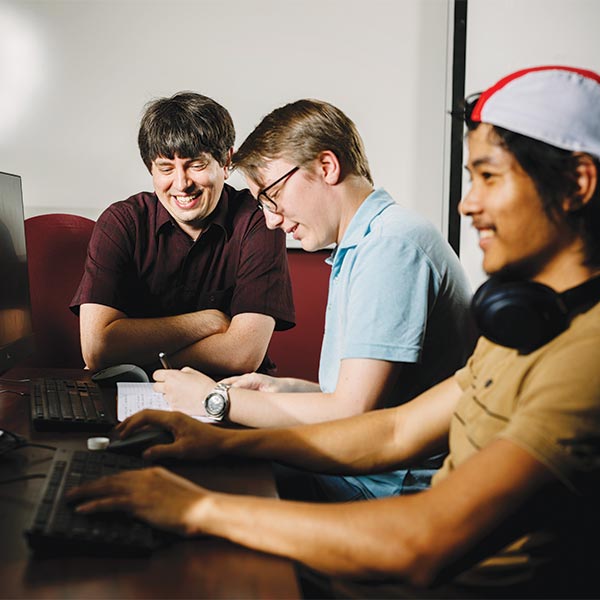 Computer Science students working on projects.