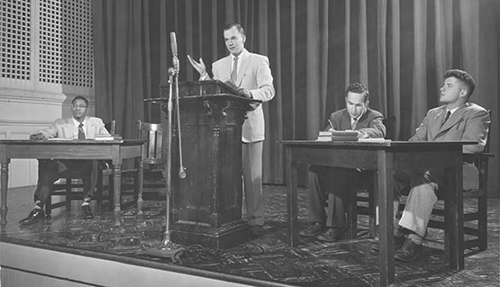 Debate in the chapel, 1955