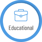 a blue circle with a briefcase and the word "Educational"