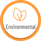 an orange circle with leaves and the word "Environmental"