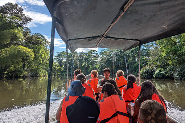 Students on a boat traveling abroad