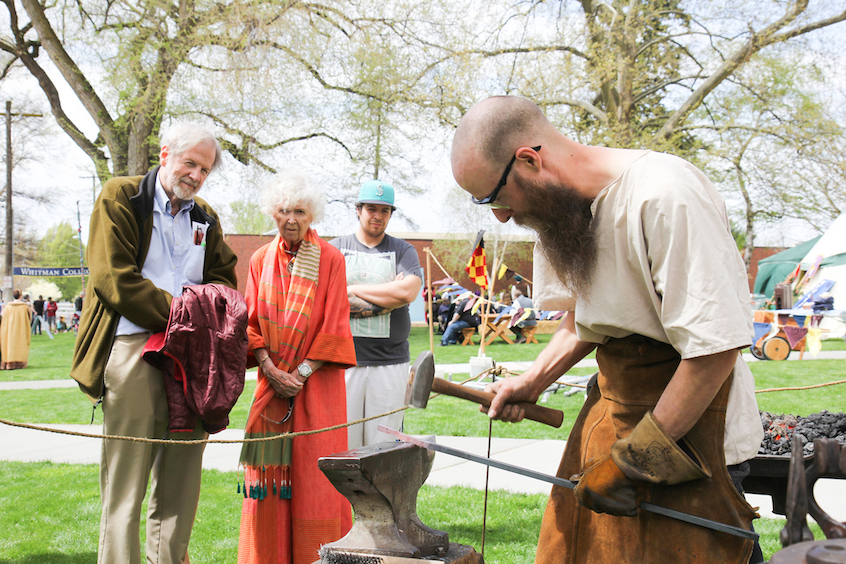A representative from the locally based Czyhold Metal Designs demonstrates blacksmithing. 