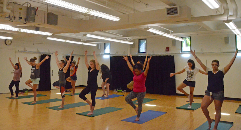 WISE participants practice yoga poses with an instructor from Walla Walla’s Revolver Yoga Studio.