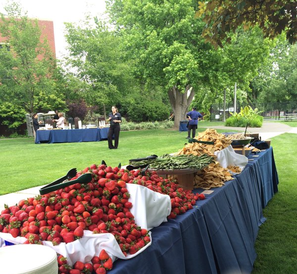 Bon Appétit staff prepare their annual Commencement spread last year. Photo via Whitman College Twitter 