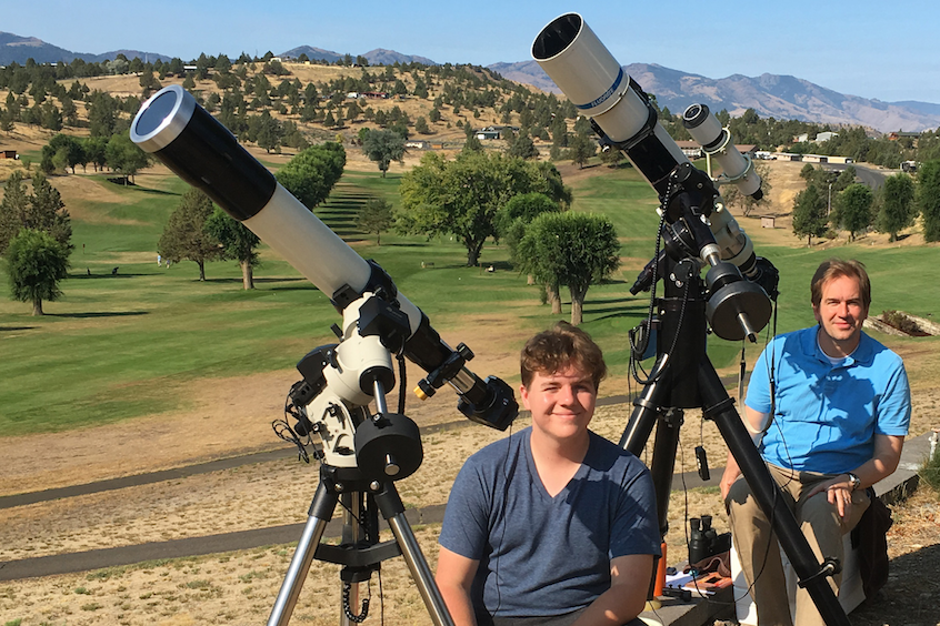 Astronomy and physics major Lucas Napolitano ’18 assisted Paust with research duing the eclipse.