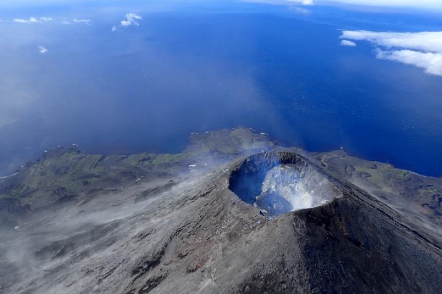 An aerial photo of the Cleveland Volcano's summit dome taken by Cynthia Werner of the USGS July, 2016.