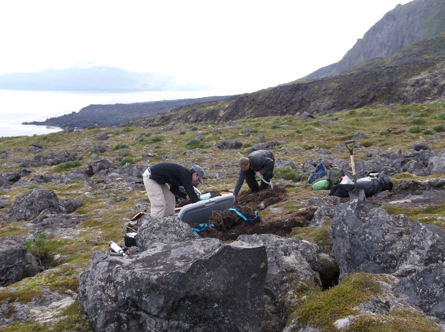 Soil samples are collected in the Islands of Four Mountains