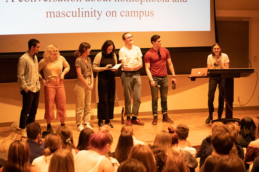 Students lead a a Power and Privilege Session about toxic masculinity.