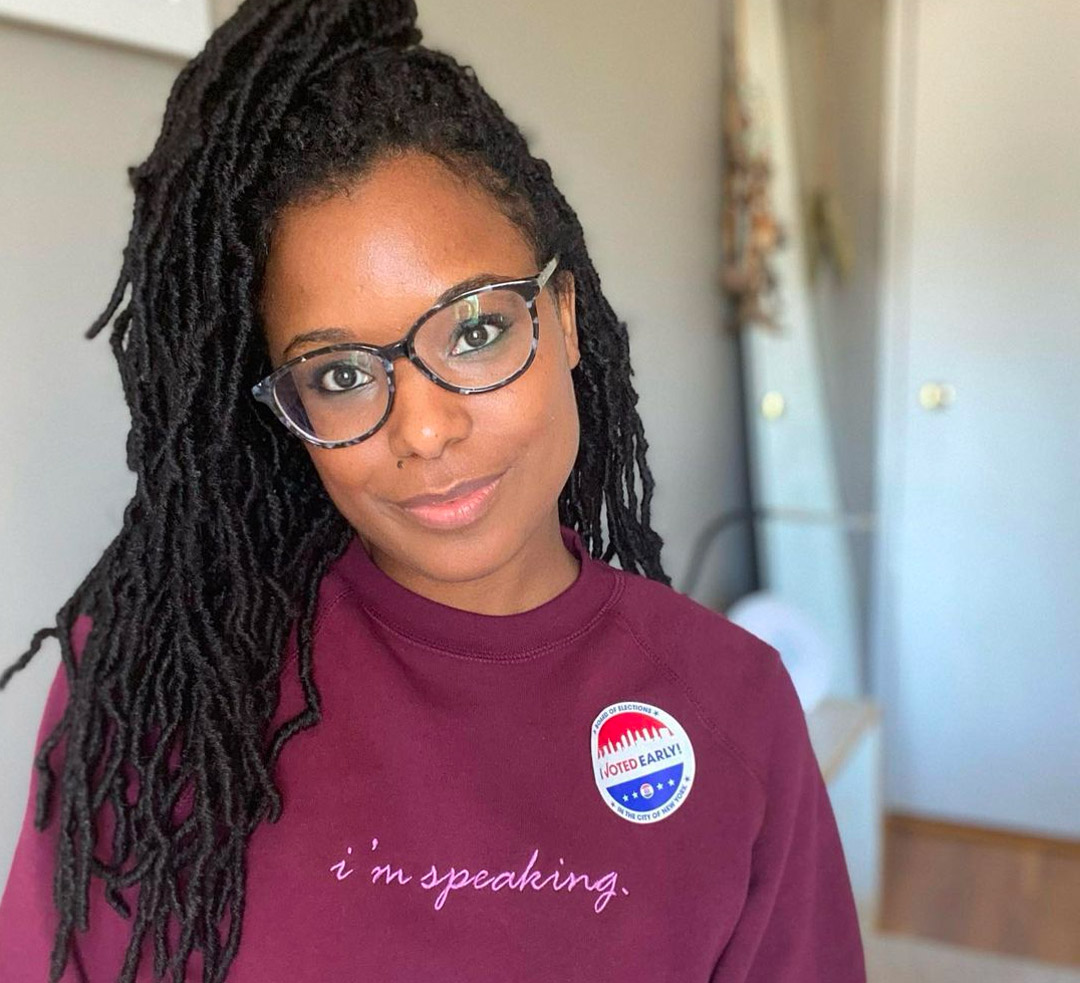 When she voted herself, Brewster wore her “I’m Speaking” sweatshirt, inspired by the Vice-Presidential Debate. “I look up to Kamala Harris and watched the way that she carried herself. She stood her ground when she said, ‘I’m speaking’—I have the right to be here,” Brewster said. “I was really proud to wear it for myself because I did feel like I was speaking with my vote.”