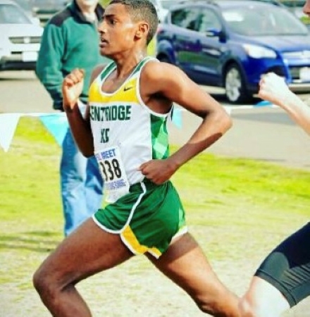 Saleh running during a high school race