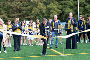 James Hayner cutting the ribbon for the opening of the James Hayner field.