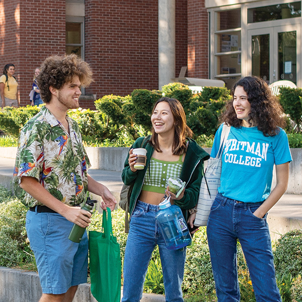 Students chatting outside Penrose Library