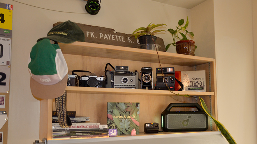 A cabinet full of camera gear.