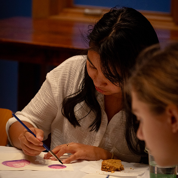 Whitman College student water coloring.