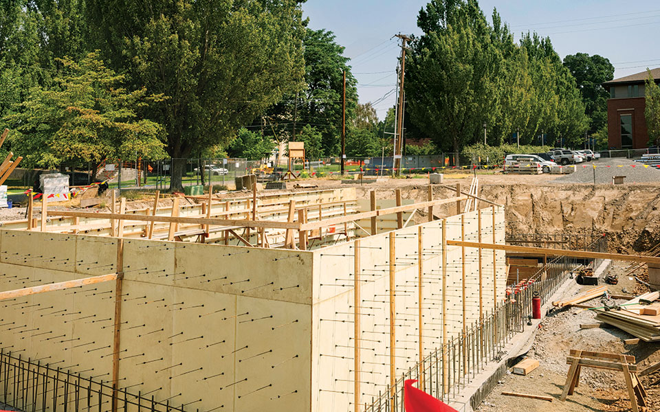 Construction of Harvey Hall.