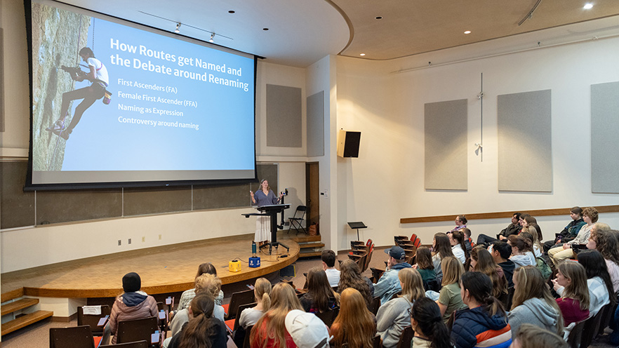 Whitman College students at the "How Routes get Named and the Debate around Renaming."