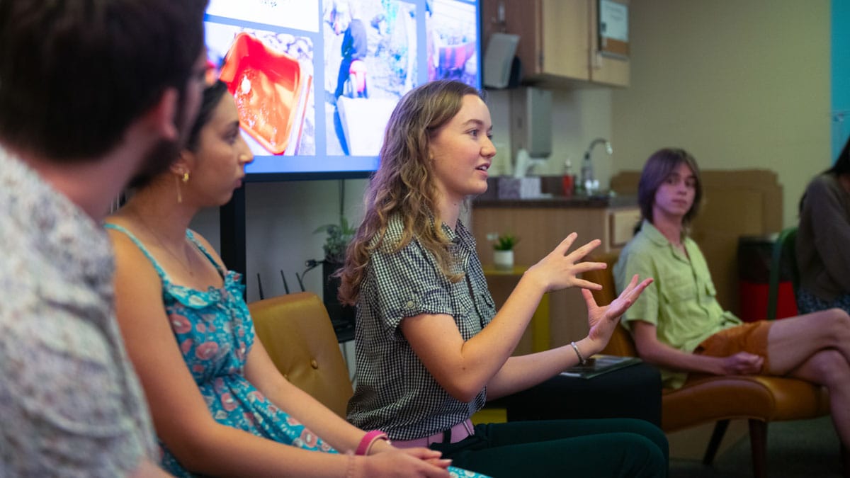 Riley Cooper ’26 presents the Human-Centered Design (HCD) Lab Playground Proposal to the Walla Walla Center for Children and Families.