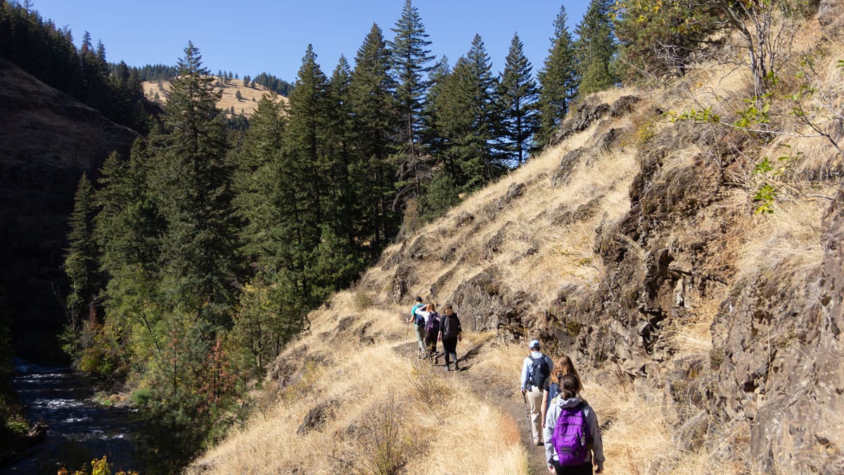 Whitties enjoy the beauty of the Pacific Northwest during a “Hike With the President” arranged by the Outdoor Program on Oct. 5.