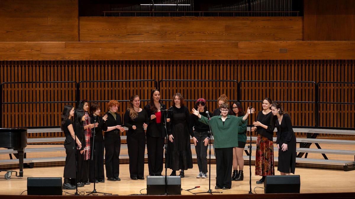 Whitman’s soprano-alto a cappella group, the Sirens, perform at the Feast of Carols concert on Dec. 8.