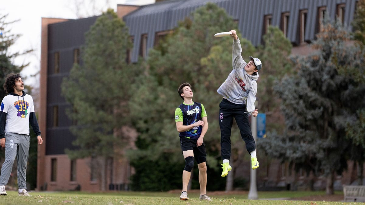 Whitman students take a break from finals to play Ultimate Frisbee on Ankeny Field on Dec. 18.