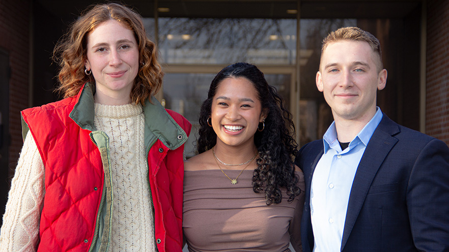 Whitman College Alums (from left) Annie Means ’22, Katie Jose ’23 and Cameron Connor ’20